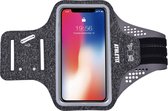 Premium Sportarmband - Universele Hardloop Armband - iPhone, Samsung & Huawei - Smartphonehouder - Reflecterend, Spatwaterdicht, Sleutelhouder, Verstelbaar - Lycra - Grijze Sportarmband - ATHLETIX