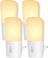 Qumax LED Nachtlampje Stopcontact 4 stuks - Dimbare Nachtlampjes met Sensor - Nachtlampje Babykamer - Nacht Lamp - Dag en Nacht Sensor - Kinderen & Baby - Wit