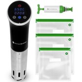 KitchenBrothers Sous Vide Stick - Complete Set met Kookboek - tot 95°C - 1200W - Zwart/RVS