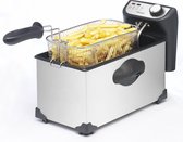 Bestron friteuse met koude zone, frituurpan met mand, inclusief kijkvenster en traploos instelbare temperatuurregelaar, 2000W, 3,5 L, kleur: rvs