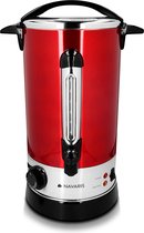 Navaris glühweinketel met temperatuurregelaar 10L - RVS glühweinkoker met tap - Warm water ketel - Thermostaat - Oververhittingsbeveiliging - Rood