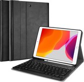 iPad 2019/2020/2021/2022 10.2 Inch Hoes Toetsenbord - Leer - Keyboard Case voor Apple iPad 10.2 7e/8e/9e generatie - iPad Hoesje met Toetsenbord - Zwart - Bluetooth Toetsenbord iPad - iPad Toetsenbord