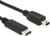USB C kabel - Mini USB - 2 meter - Zwart - Allteq