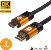 Drivv. Premium HDMI Kabel 2.1 - Ultra HD High Speed 8K - HDMI naar HDMI - Xbox Series X & PS5 - 2 meter - Oranje