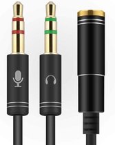 3.5mm Jack Aux Female Dual Male Headset Microfoon 4-Pin Audio Splitter - Zwart