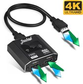 Jacked 2 weg HDMI splitter 1 in 2 uit of 2 in 1 uit – HDMI switch 4K