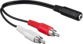 Jack naar tulp kabel - Universeel - 3,5 mm female jack naar 2x RCA Male - Zwart - 0,2 meter - Allteq