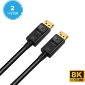 YONO Displayport Kabel 1.4 - 8K Ultra HD 60 Hz - 4K Ultra HD 144 Hz - 32.4GBPS - Gecertificeerd - 2 Meter