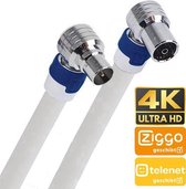 Hirschmann Coax Kabel Ziggo.nl & Telenet.be - TV kabel - 7.50 meter - Koka-9 TV Coax Kabel - 4k Ultra HD Coaxkabel - IEC 4G Proof Antennekabel - Male (KOSWI 5) to Female (KOKWI 5) Haaks - Wit