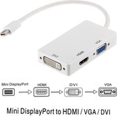 3-in-1 Splitter Mini Displayport / Razendsnel (Thunderbolt) Naar VGA & HDMI & DVI Kabel / Adapter / Schakelaar/ Mini Display Port To VGA Connector / Sluit Thunderbolt, aan op HDMI / VGA / DVI - Ook geschikt voor Thunderbolt aansluitingen