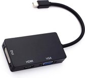 XIB Mini Displayport naar DVI VGA en HDMI / 3-in-1 adapter / Mini DP to DVI + VGA + HDMI - Zwart