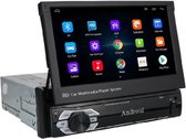 1Din Autoradio - Android 10 - Navigatiesysteem - 7' klapscherm - USB, Aux, Bluetooth, WIFI - Carplay - Achteruitrijcamera