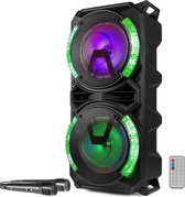 Karaoke Set Voor Volwassenen met LED - Fenton LIVE280 - 2 Microfoons - Bluetooth - AUX