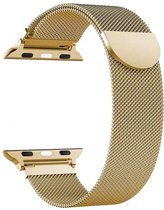 Geschikt voor Apple Watch Bandje Goud Series 1/2/3/4/5/6/SE/7 38/40/41 mm - iWatch Milanees Polsband Luxe Milanese Loop - Roestvrij staal - Magneet Sluiting