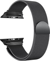 Geschikt voor Apple Watch Bandje Zwart Series 1/2/3/4/5/6/SE/7 38/40/41 mm - iWatch Milanees Polsband Luxe Milanese Loop - Roestvrij staal - Magneet Sluiting