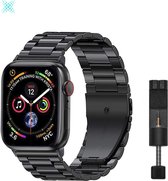 MY PROTECT® Luxe Metalen Armband Voor Apple Watch Series 1/2/3/4/5/6/7/8/SE/Ultra 42/44/45/49mm Horloge Bandje - iWatch Schakel Polsband Strap RVS - Stainless Steel Watch Band - Zwart