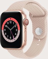 Innerlight® Geweven Siliconen Apple Watch Bandje - Creme Roze Geweven - 38/40/41 mm - Innerlight - Series 1 2 3 4 5 6 SE 7 8- Geschikt voor Apple Watch