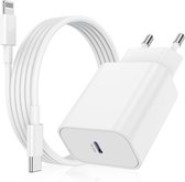 Snellader iPhone 20W + Oplader Kabel - iPhone Oplaadkabel USB-C - iPhone USB-C Adapter