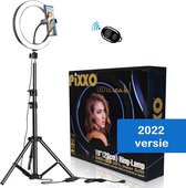 PiXXO® 10" (26cm) LED Ringlamp met Statief - Verstelbaar tot 200 cm - Hoogwaardig SMD LED - TikTok Lamp - Bureaulamp - Make-up Light - incl. Afstandsbediening