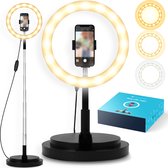 iMoshion Ringlamp met Statief en Afstandsbediening - Selfie Ring Light - TikTok Lamp - Verstelbaar tot 168cm - Statief Smartphone - Zwart
