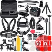 Gopro accessoires set 50 in 1 - Action camera set accessoires - Met Mount, Stick & Case - Accessoires set voor Gopro Hero 10, 9, 8, 7, 6, 5, 4