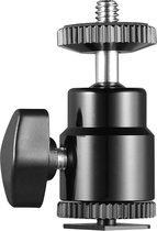 YONO Hot Shoe Adapter Mount voor Camera - Balhoofd Statiefkop 360 Graden Roteerbaar voor Statief met 1/4 Schroef Aansluiting - Zwart