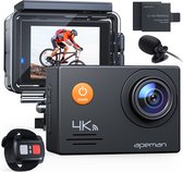 Apeman Sport Action Camera 4k 20MP - 40M Waterdicht Onderwatercamera - Helmcamera - Actiecamera WIFI Afstandsbediening - Externe Microfoon Accessoires Kit