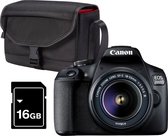 Canon EOS 2000D 18-55 DC + Cameratas + 16GB Geheugenkaart - Zwart