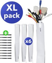 Solvere Kabel Organiser Set 16 stuks  - Kabelgoot voor Bureau & TV - Kabelbinders - Kabelhouder met klik systeem - Cable Management - Kabelsok - Kabelbeschermer - Kabelbox - Wit