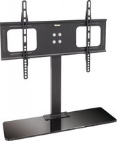 Universele TV Voet Standaard - 32-65 Inch - Tafelstandaard Met Glazen Voet - TV Meubel Bureau Tafel Steun Poot Stand  - Televisie Beeldscherm Ophang Beugel Standaard - Vast - In Hoogte Verstelbaar - Zwart