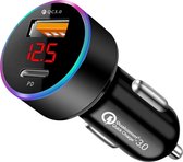 ChargeMore Dubbele USB Autolader Zwart – 3.0 laadvermogen – USB A & USB C – Snellader – Car Fast Charger – Sigaretten Aansteker Lader