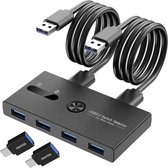 Sounix USB 3.0 Switch - 2 PC's delen 4 x USB 3.0 poorten - USB 3.0 Switch 4 USB Apparaten aansluiten op 2 Computers/Laptops KVM Switch