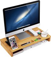 Monitor Verhoger Standaard - Laptop Beeldschermverhoger - Bureau Beeldscherm Verhoging - Hout