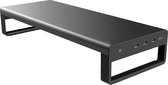 Allteq - Monitorstandaard - Beeldscherm verhoger - 3x USB - 60 x 21 x 9.7 cm - Aluminium - Zwart