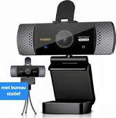 PiXXO® Pro Full HD Webcam - Autofocus - 1080P/30fps - 360° Draaibaar - Ruisvrije Stereo Microfoon - Thuis & Zakelijk - Plug & Play - Laptop & PC - Windows & Mac - incl. Statief en Opbergtas