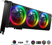 anidees Grafische kaart koeler 3 x80 mm PWM-ventilator, ondersteunt ASUS AURA SYNC / MSI Mystic Sync / ASROCK AURA RGB / GIGABYTE RGB Fusion (ALLEEN 5V 3-pins adresseerbare headers) PCI-montagebeugel met afstandsbediening - AI-GP-CL