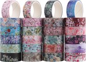 Washi Tape set Bloemen - 24 rollen - Flower Masking Tape. Leuk voor bulletjournal, scrapbooking en kaarten maken