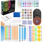 Mandala Dotting Tools 74 delig incl. verf Mandala dotting starter set - DELUXE Dot Painting met opbergtas - complete set in cadeauverpakking - Mandala - Dotting set - Dotting pennen - nail art penselen en sjablonen - Hobby schildersjablonen