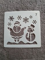Sneeuwpop en kerstman, stencil, kaarten maken, scrapbooking, 13 x 13 cm