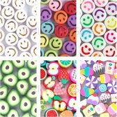 Smileys, Avocado’s, Fruit, Snoep en IJsmix kralenset – Unieke mix 90 stuks – Regenboogkleuren –7 en 10mm kralen – Acryl en Polymeer klei - Zelf sieraden maken voor kinderen en volwassenen – DIY