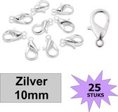 Fako Bijoux® - Karabijn Sluitingen - Karabijnsluitingen - Zilverkleurig - 10mm - 25 Stuks