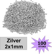 Fako Bijoux® - Knijpkralen - Knijp Kralen - Crimp Beads - Metaal - 2x1mm - 100 Stuks - Zilverkleurig