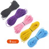 Elastisch koord voor armbandjes maken – set met 5 kleuren – 5x 25 m – dikte 1 mm