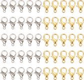 Karabijnsluitingen – 12x6mm – 50 stuks – Zilver/Goud – Zelf sieraden maken voor kinderen en volwassenen – Karabijnslotjes – DIY