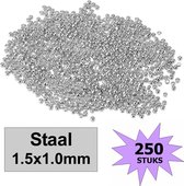 Fako Bijoux® - Knijpkralen - Knijp Kralen - Crimp Beads - Metaal - 1.5x1mm - 250 Stuks - Staalkleurig