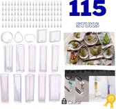 115 stuks Epoxy  Siliconen mallen voor sieraden en sleutelhangers +- 3cm - Resin Mold + Keychain Pendant - Casting Silicone Mould Kit - Hars - Sieraden - Giethars - Gietmallen