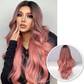 Roze Pruik - Sassy Goods Pruiken Dames Lang Haar - Incl. Haarnetje - 70 cm