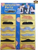 Partychimp Plaksnorren Multicolor 12 stuks Snor Plaksnor Nepsnor Carnaval - Multicolor - 12 Snorren - Verschillende Vormen