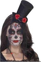 Horror haarband/diadeem day of the dead met mini hoge hoed - Halloween verkleed accessoires