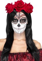 Day of the Dead diadeem met rode rozen